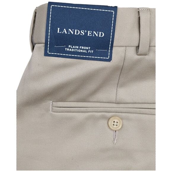 Lands' End Plain Front Traditional Fit Khaki Pants 100% Cotton Men's Size 40 NWT - Picture 5 of 7